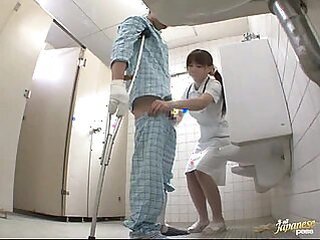 Powered Japanese nurse gives a handjob relative to dramatize expunge specimen
